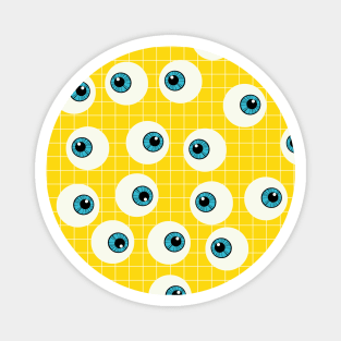 Cute Blue Eyes on Yellow Background Magnet